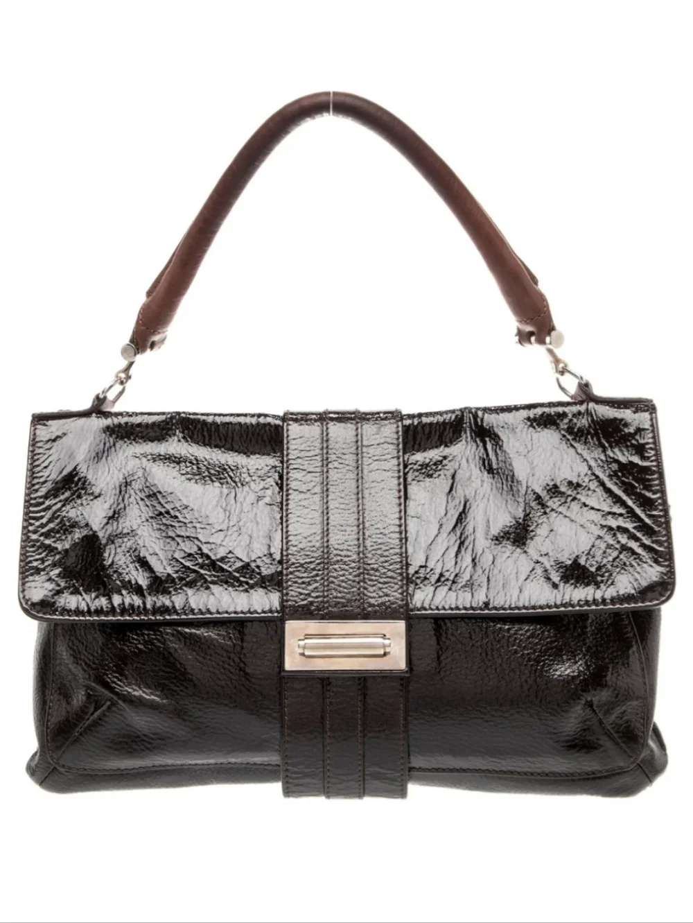 Lanvin Authentic Brown Patent Leather Top Handle Bag - Picture 1 of 5
